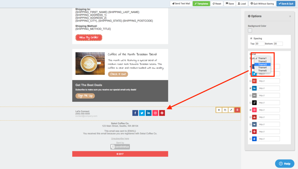 Email Template Designer Improvements - Social Media Theme 1