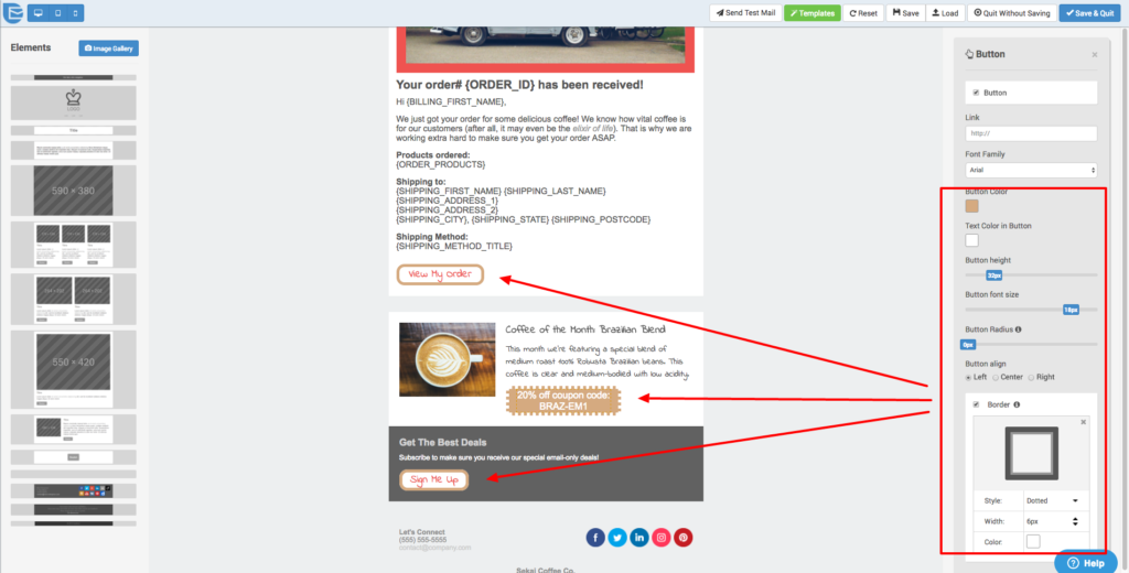 Email Template Designer Improvements - Button Border