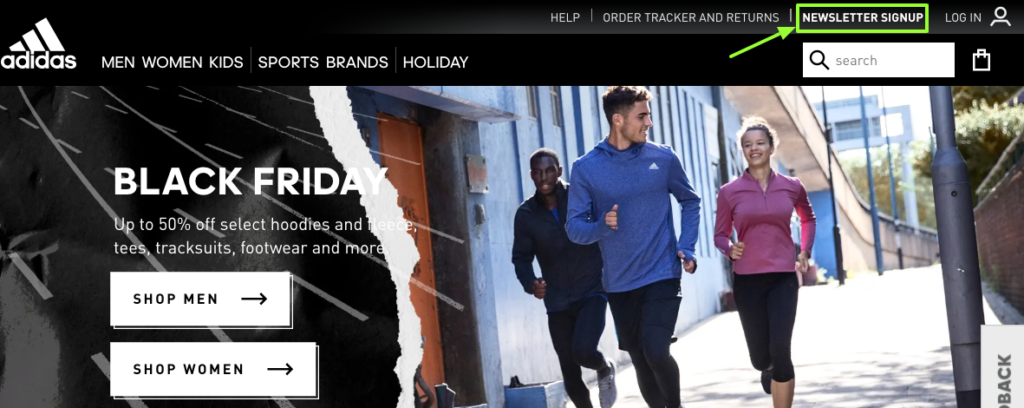 adidas newsletter sign up