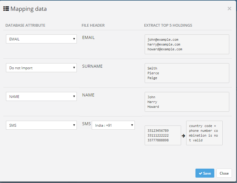 mapping contact data