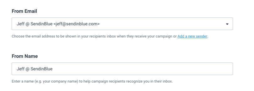 Setting sender name and address