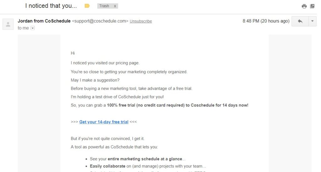 follow-up email retargeting