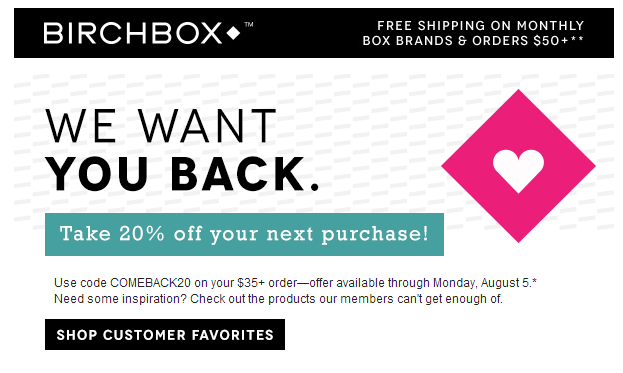 birchbox abandoned cart email retargeting