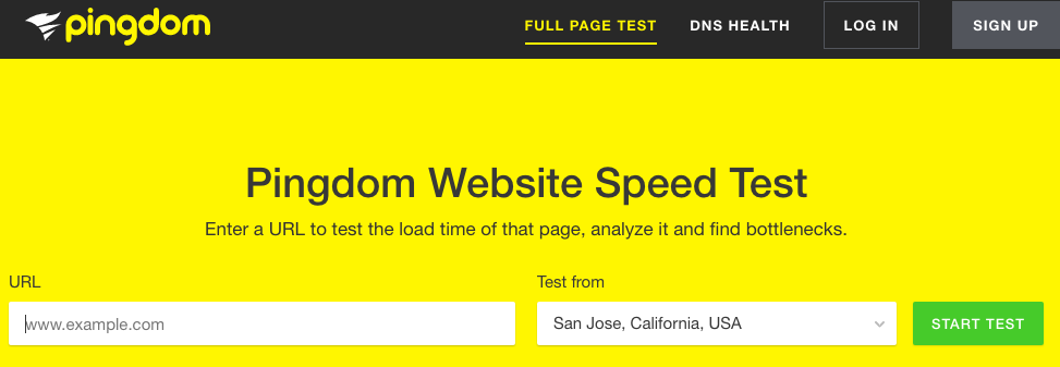 test site speed with Pingdom
