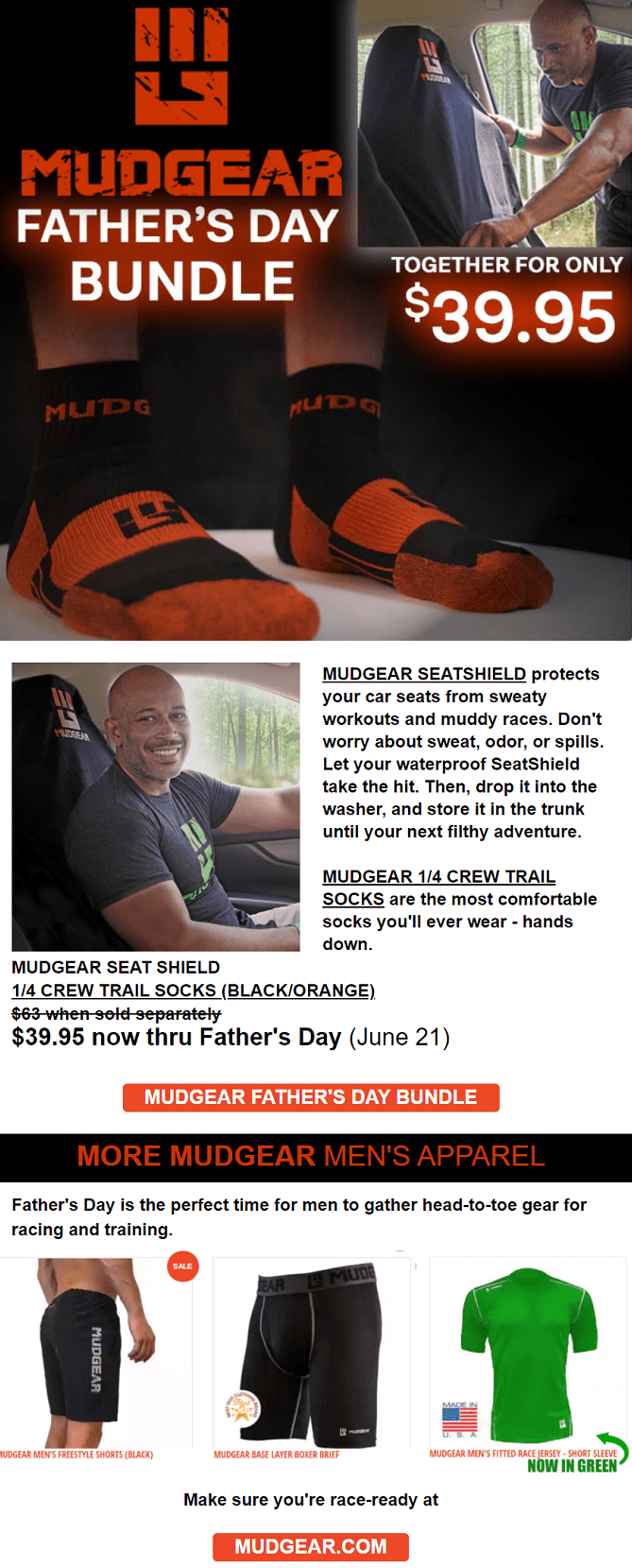 Mudgear email campaign example for Father's Day bundle