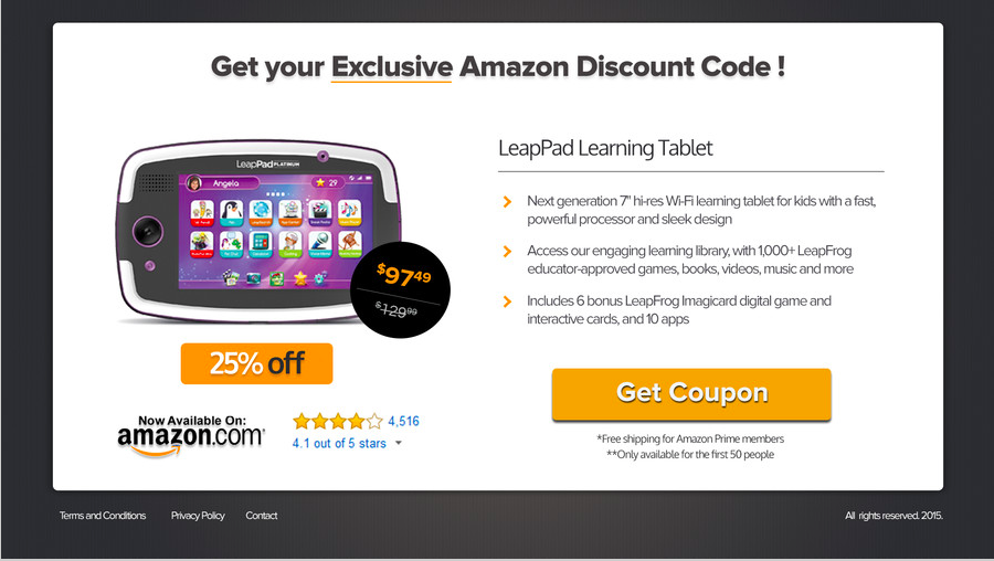 marketing landing page example from amazon