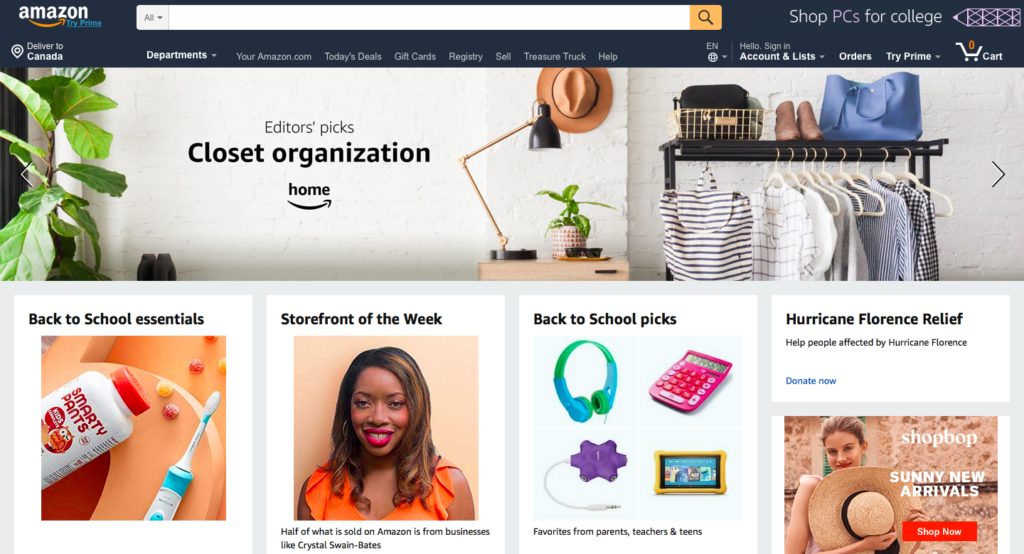 amazon homepage