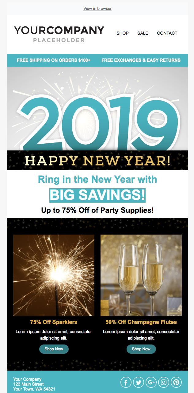 new year holiday email template