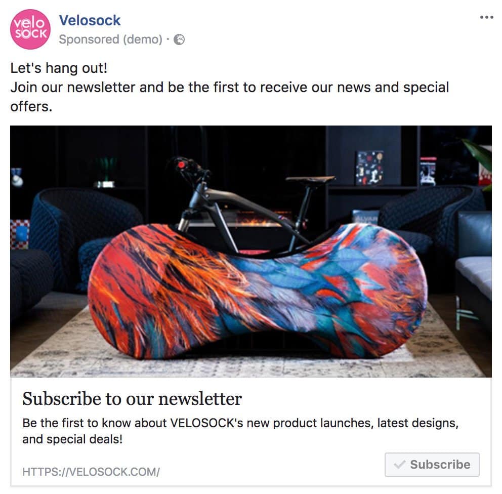 velostock newsletter retargeting ad