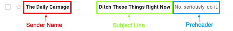email subject line and preheader in the inbox