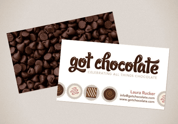 Example postcard for an online chocolate store