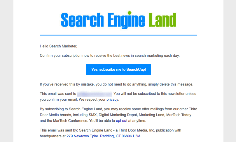 Double opt-in email example with why to confirm subscription
