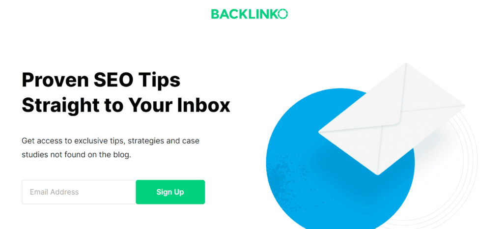 Screenshot of Backlinko's sign-up landing page.