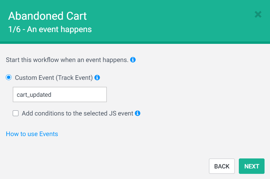 Screenshot of an abandoned cart event in Brevo (ex Sendinblue)