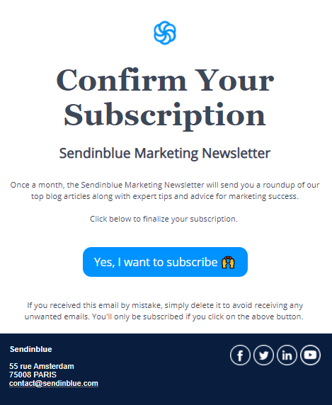 an example of a double opt-in confirmation email