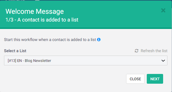 creating a welcome message in Brevo