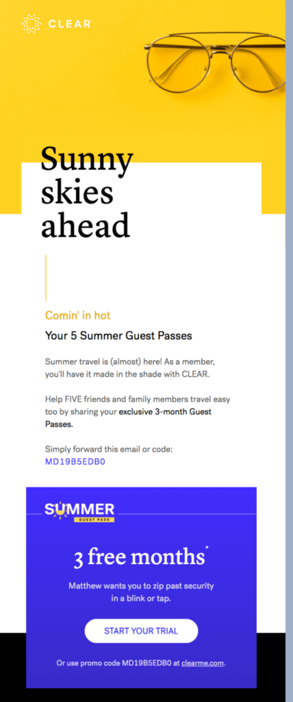 Promotional email example Clear