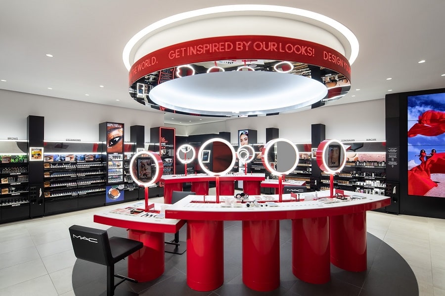 Photo of MAC Innovation Lab in New York, showcasing their smart mirrors.