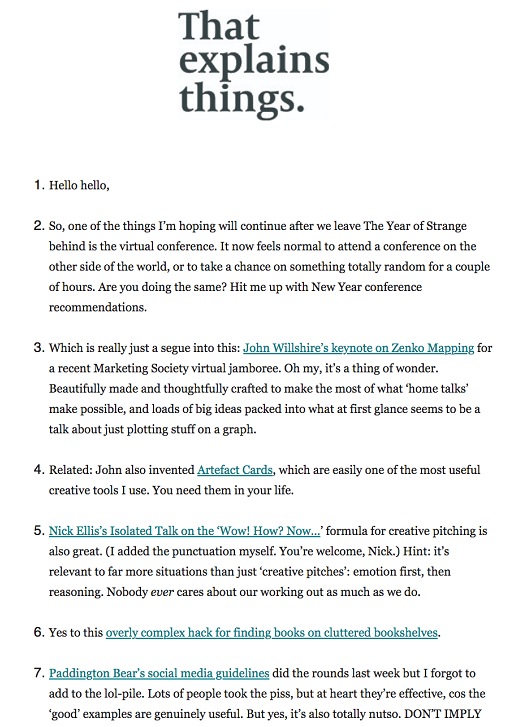 bullet points newsletter idea 