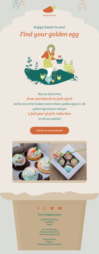 a free Easter email template available in Brevo