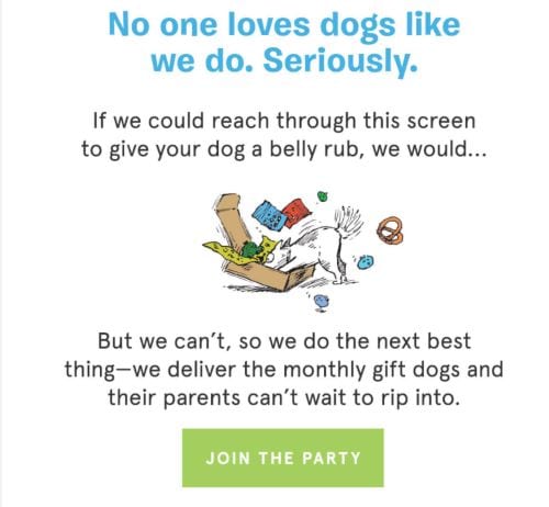 Copy introducing BarkBox's business in their welcome email