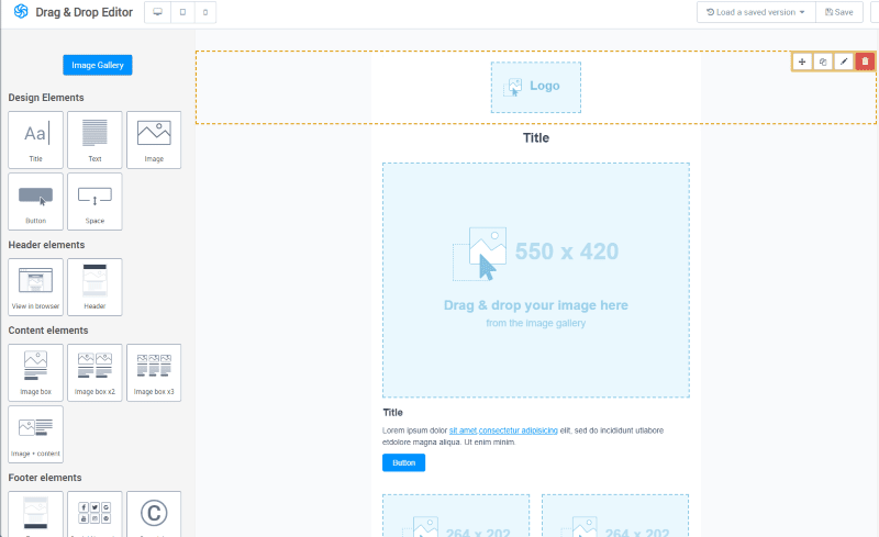 Sendinblue’s drag and drop email editor tool