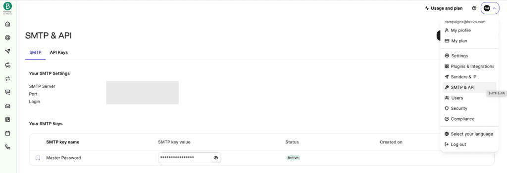 SMTP server by Brevo. 