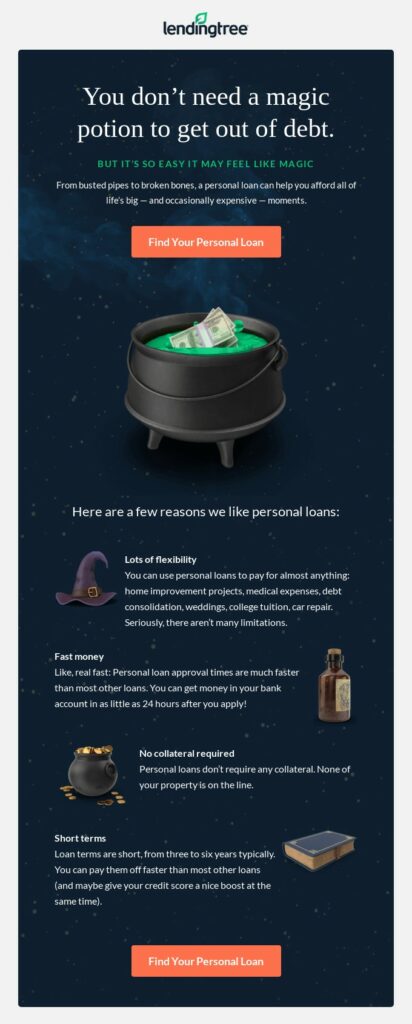 Halloween newsletter example by LendingTree