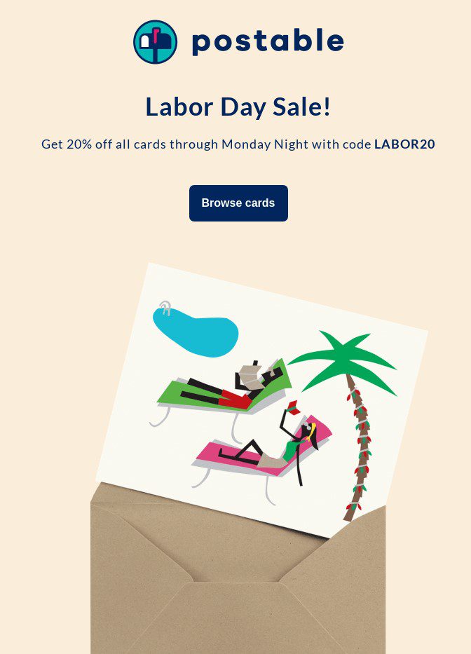 Larbor Day Sale newsletter example by Postable