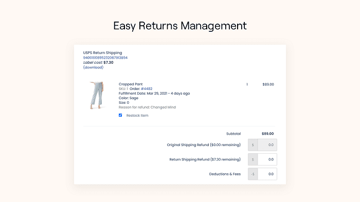 العودة Shopify التطبيق