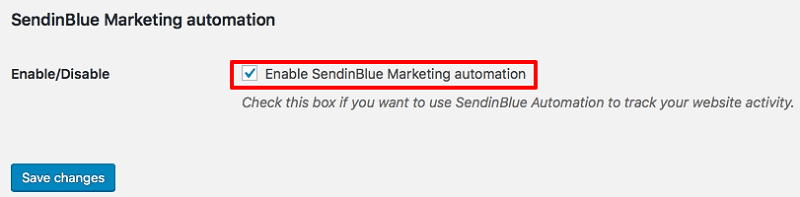 enabling event tracking by Sendinblue in the WooCommerce admin