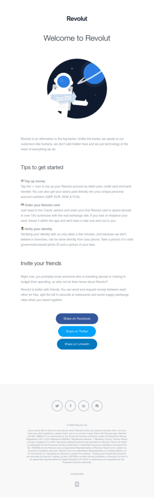 welcome email revolut