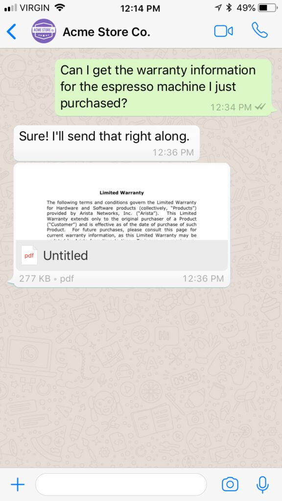 inbound whatsapp message