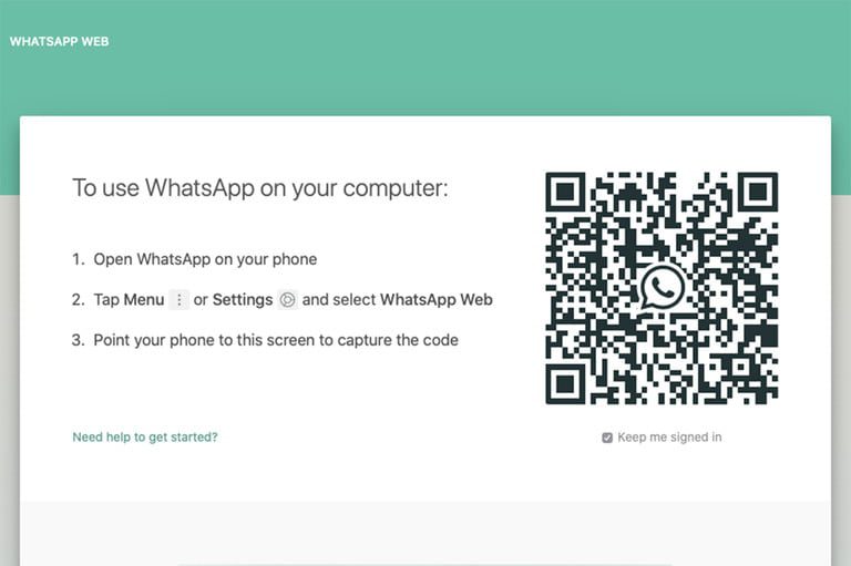 Screenshot of WhatsApp desktop application with QR to link accounts for WhatsApp marketing.