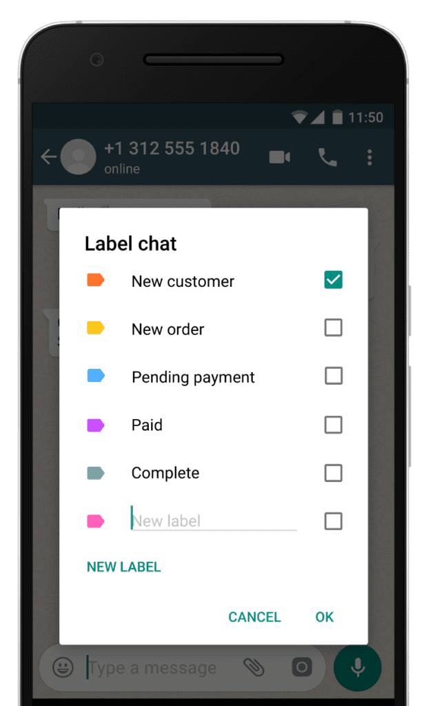 whatsapp business labels