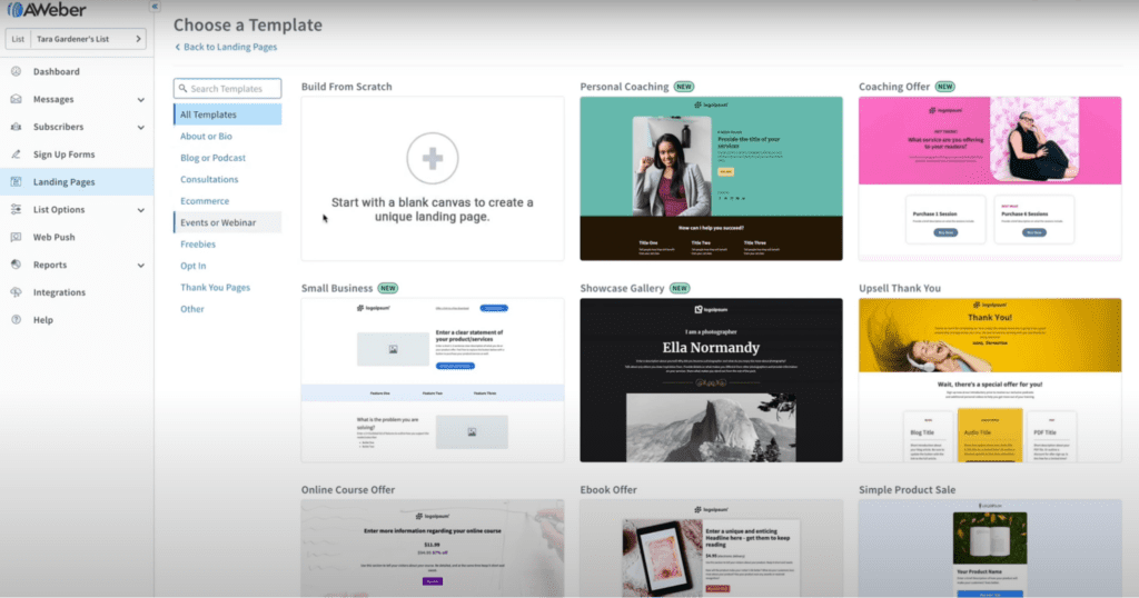 AWeber Email Template Library Screenshot