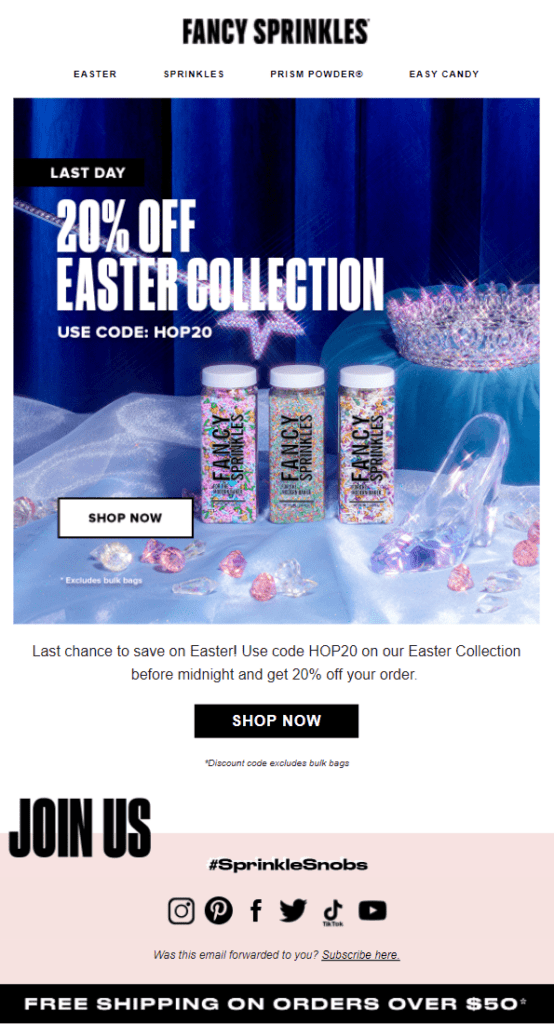 Fancy Sprinkles Easter Email Example