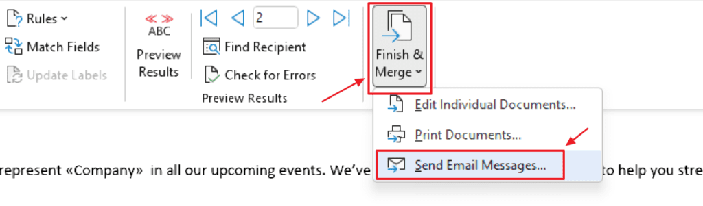finishing mail merge in outlook