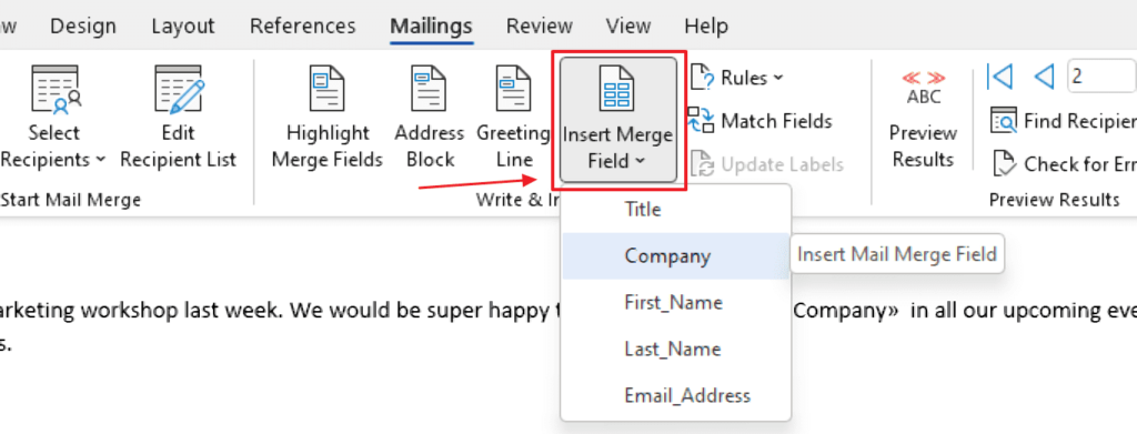 merge fields in outlook