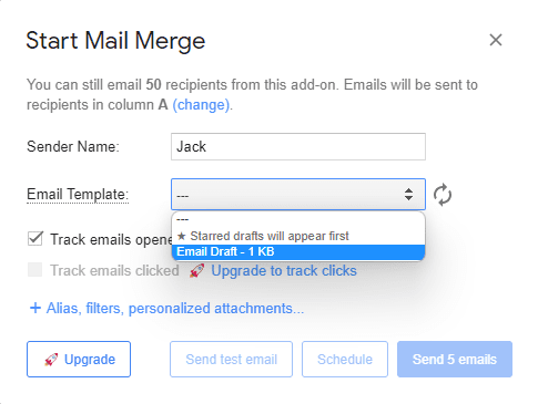 starting Mail Merge