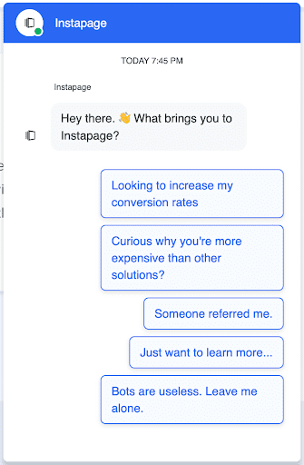 an example of a chatbot on a business website