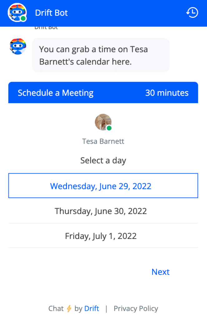 chatbot example scheduling