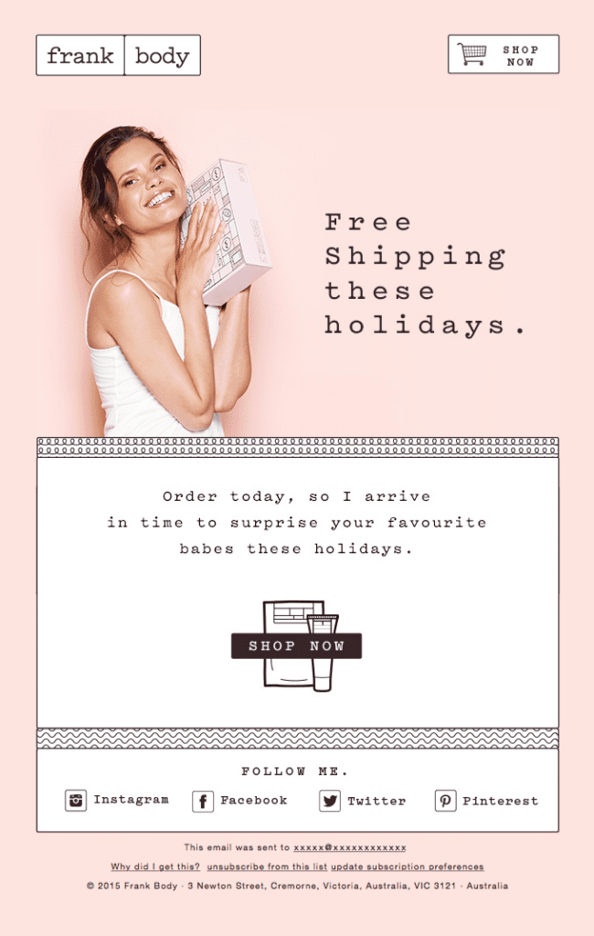 Christmas email free shipping