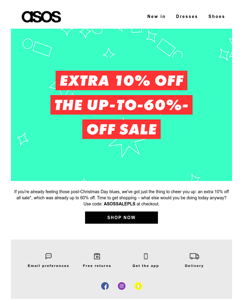 post-Christmas email sale