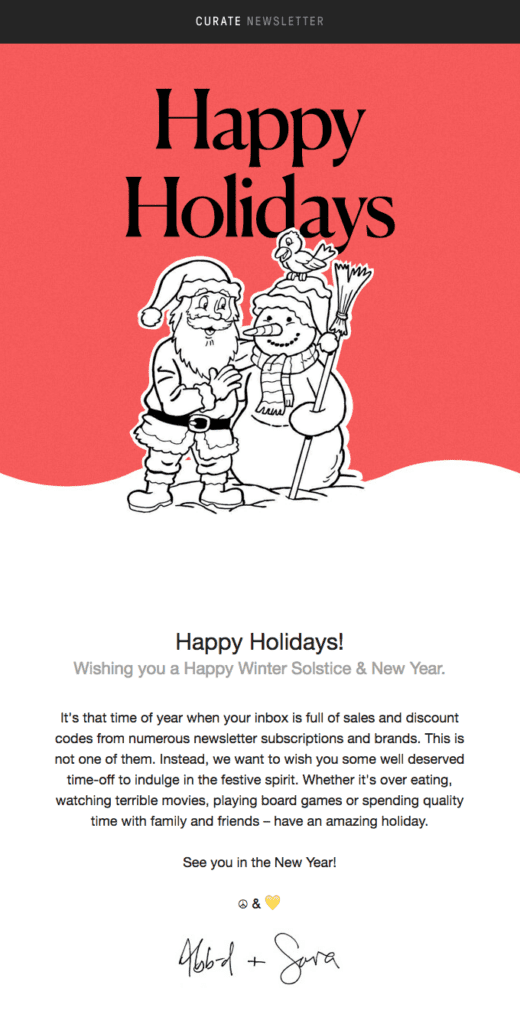 Christmas email example