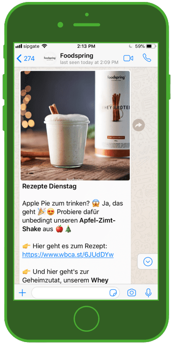 WhatsApp advertising message sample newsletter