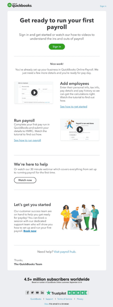 Onboarding email drip example