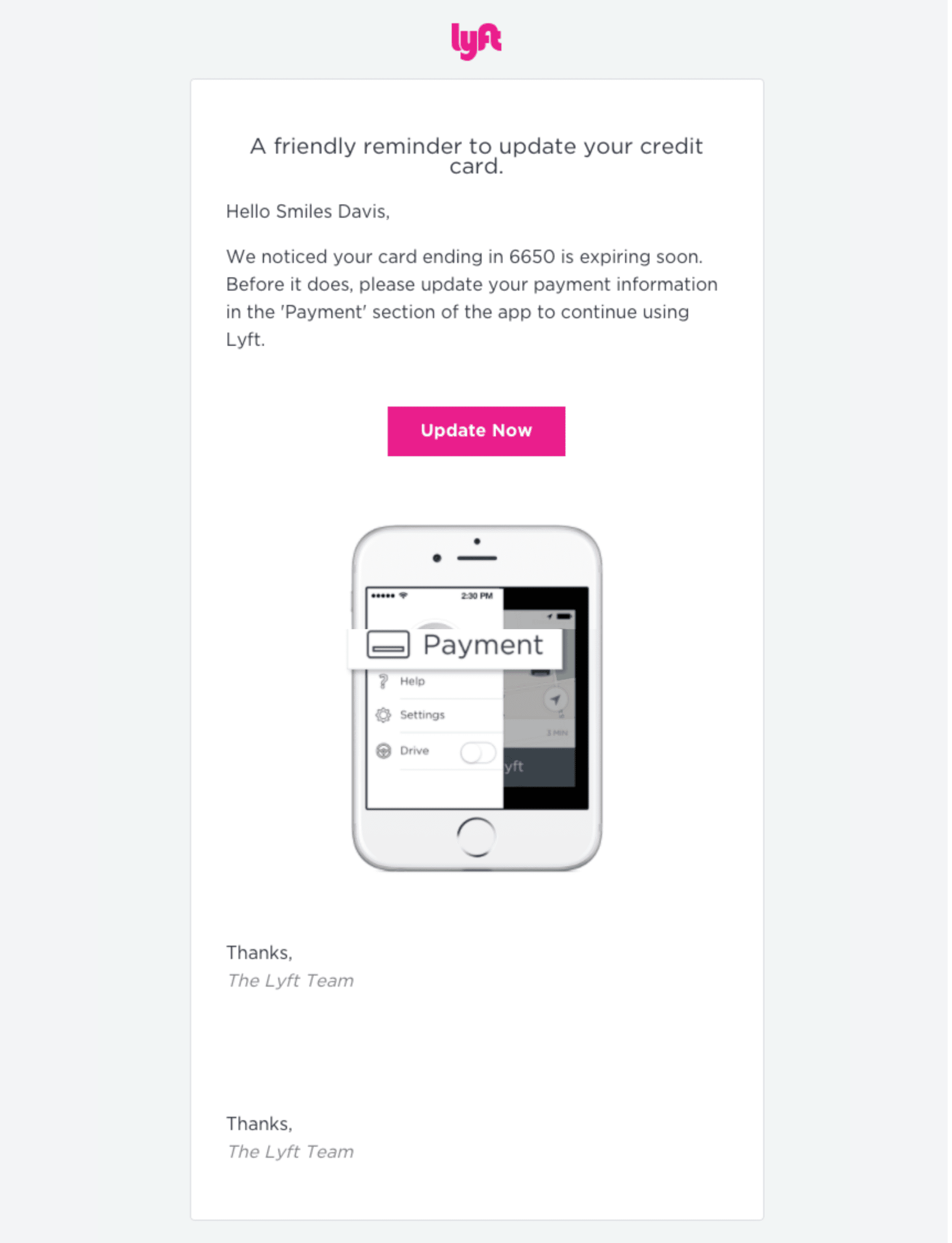 transactional email design example