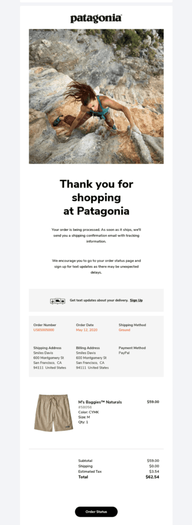 transactional email design example