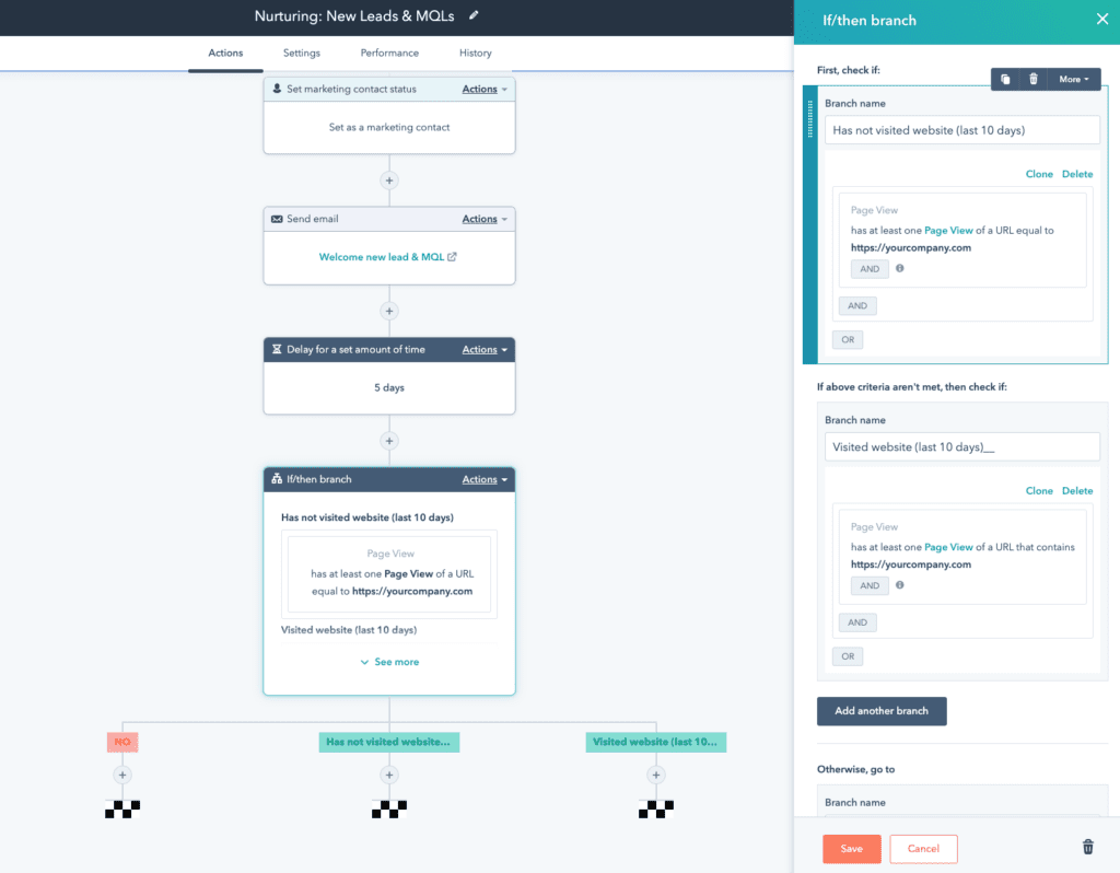 Screenshot of HubSpot's marketing automation platform.